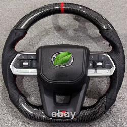 Real Carbon Fiber Sport Flat Steering Wheel For Toyota LC200 FJ Cruiser Camery