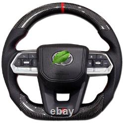 Real Carbon Fiber Sport Flat Steering Wheel For Toyota LC200 FJ Cruiser Camery