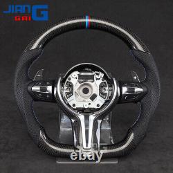 Real Carbon Fiber Steering Wheel Fit BMW F30 F35 F80 M2 M3 M4 M5 with CF Trim