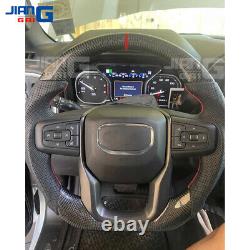 Real Carbon Fiber Steering Wheel For 19-22 GMC Sierra Chevrolet Silverado 1500