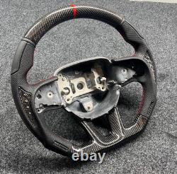 Real Carbon Fiber Steering Wheel For Dodge Challenger SRT 2014+ Black Patches