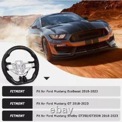 Real Carbon Fiber Steering Wheel For Ford Mustang EcoBoost GT 2018-2023 withHeated