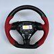 Real Carbon Fiber Steering Wheel fit for Acura TSX 2004-2008 Red Leather