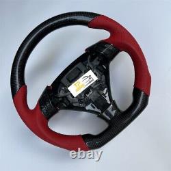 Real Carbon Fiber Steering Wheel fit for Acura TSX 2004-2008 Red Leather