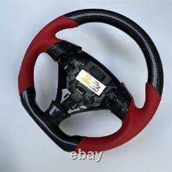 Real Carbon Fiber Steering Wheel fit for Acura TSX 2004-2008 Red Leather