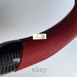Real Carbon Fiber Steering Wheel fit for Acura TSX 2004-2008 Red Leather