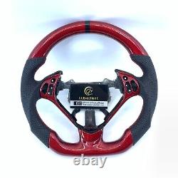 Real Red Carbon Fiber Steering Wheel Fit For 2004-2008 Acura TL Sport Type R