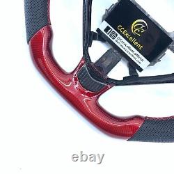 Real Red Carbon Fiber Steering Wheel Fit For 2004-2008 Acura TL Sport Type R