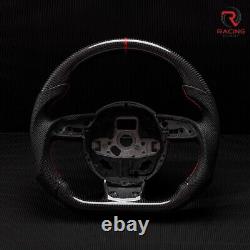 Real carbon fiber Flat Customized Sport Steering Wheel 2012-16 RS S A 4 5 6 7 Q3