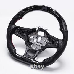 Real carbon fiber Flat Customized Sport Universal Steering Wheel VW Golf 7 GTI R