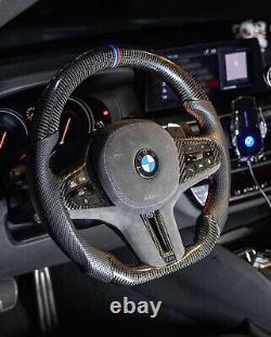 Real carbon fiber Flat Customized Steering Wheel BMW G20 M3 3-Series WithHeated