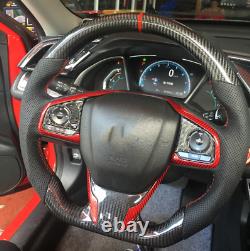 Real carbon fiber Sport Universal Car Steering Wheel For Honda Civic Type-R FK8