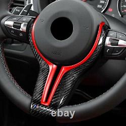 Red Carbon Fiber Steering Wheel Trim Replace Fit For BMW M2 M3 M4 M5 M6 F10 F12