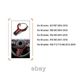 Red Carbon Fiber Steering Wheel Trim Replace Fit For BMW M2 M3 M4 M5 M6 F10 F12