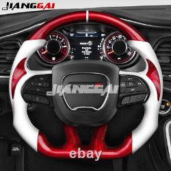 Red Carbon Fiber Steering Wheel for 15+ Dodge Charger HELLCAT SRT with Heated