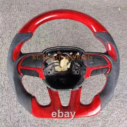 Red Carbon Fiber black Alcantara shift paddles Steering Wheel For Dodge Charger