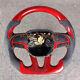 Red Carbon Fiber black Alcantara shift paddles Steering Wheel For Dodge Charger