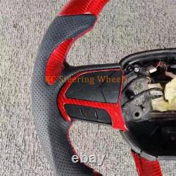 Red Carbon Fiber black Alcantara shift paddles Steering Wheel For Dodge Charger