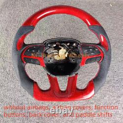 Red Carbon Fiber black Alcantara shift paddles Steering Wheel For Dodge Charger