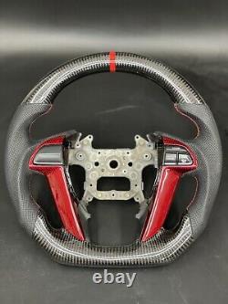 Red Carbon fiber steering wheel Honda Accord 8th Gen 20082012 Black Leather