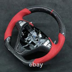 Red Leather Real Carbon Fiber Steering Wheel For Hyundai Genesis Coupe 2010-2016