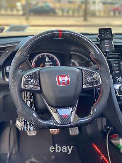 Red Line Carbon Fiber Steering Wheel for Honda Civic 10th Gen 2016-2020