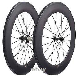 Road Bike Carbon Fiber Racing Wheelset 88mm Clincher Tubular Bicycle Wheels