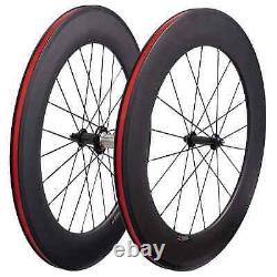 Road Bike Carbon Fiber Racing Wheelset 88mm Clincher Tubular Bicycle Wheels