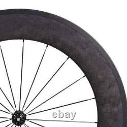 Road Bike Carbon Fiber Racing Wheelset 88mm Clincher Tubular Bicycle Wheels