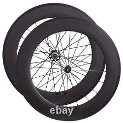 Road Bike Carbon Fiber Racing Wheelset 88mm Clincher Tubular Bicycle Wheels