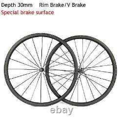 Road Bike Rim Brake Carbon Fiber Wheel Set Depth 30mm Clincher/Tubeles/Tubular
