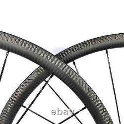 Road Bike Rim Brake Carbon Fiber Wheel Set Depth 30mm Clincher/Tubeles/Tubular