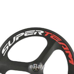 SUPERTEAM 3 Spoke Wheel 700C Clincher Carbon Wheelset 70mm Road Bike Wheels 3k