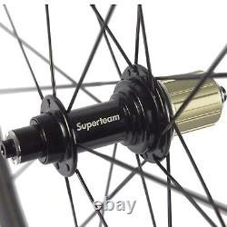 SUPERTEAM Carbon Fiber Cycling Wheelset 23mm Width 38mm Tubular Wheels R13 Hubs
