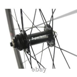 SUPERTEAM Disc Brake Clincher Carbon Wheel 38mm Road Bicycke Wheelset 3K Matte