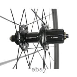 SUPERTEAM Disc Brake Clincher Carbon Wheel 38mm Road Bicycke Wheelset 3K Matte