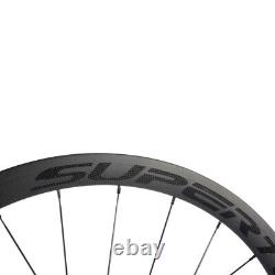 SUPERTEAM Disc Brake Clincher Carbon Wheel 38mm Road Bicycke Wheelset 3K Matte