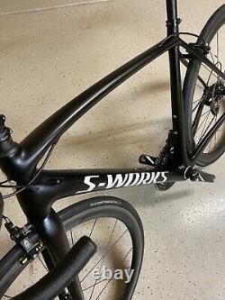 SUPER CLEAN! Specialized Sworks Tarmac SRAM RED 56cm 56 With Carbon Wheels Black