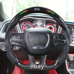 Smart Led Carbon Fiber Flat Steering Wheel for Dodge Charger Challenger SRT 15+