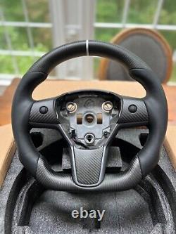 Steering Wheel with Heating Carbon Fiber Leather For Tesla Model 3/Y 2017-2023