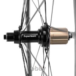 Superteam Carbon Fiber Road Bike WHeels 700C Clincher Wheelset 50mm Matte 23mm