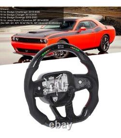 Terisass Steering Wheel Carbon Fiber Automotive Racing Steering Wheel LED Shift