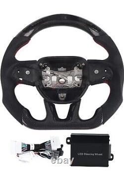 Terisass Steering Wheel Carbon Fiber Automotive Racing Steering Wheel LED Shift