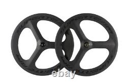 Tri Spoke Wheels Road Bike Carbon Wheeleset Clincher 70mm Bicycle Wheelset 3K