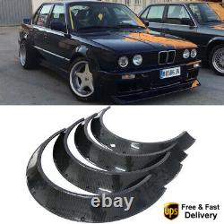 Universal 4Pcs ABS Car Fender Flares Wheel Arches Carbon Fiber Look 80mm + 60mm