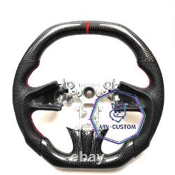 VIN'S CARBON FIBER Steering Wheel FOR INFINITI q50 RED ACCENT WithFLAT TOP&BOTTOM