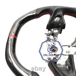 VIN'S CARBON FIBER Steering Wheel FOR INFINITI q50 RED ACCENT WithFLAT TOP&BOTTOM