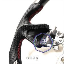 VIN'S CARBON FIBER Steering Wheel FOR INFINITI q50 RED ACCENT WithFLAT TOP&BOTTOM