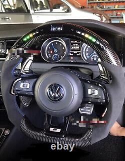 VW Golf R Carbon Fibre LED Rev Counter Display Steering Wheel, Screen, Alcantara