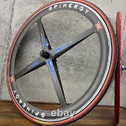 Vintage Spinergy Rev X Carbon Fiber Wheel Set 700c 4 Blade Clincher Cassette 130